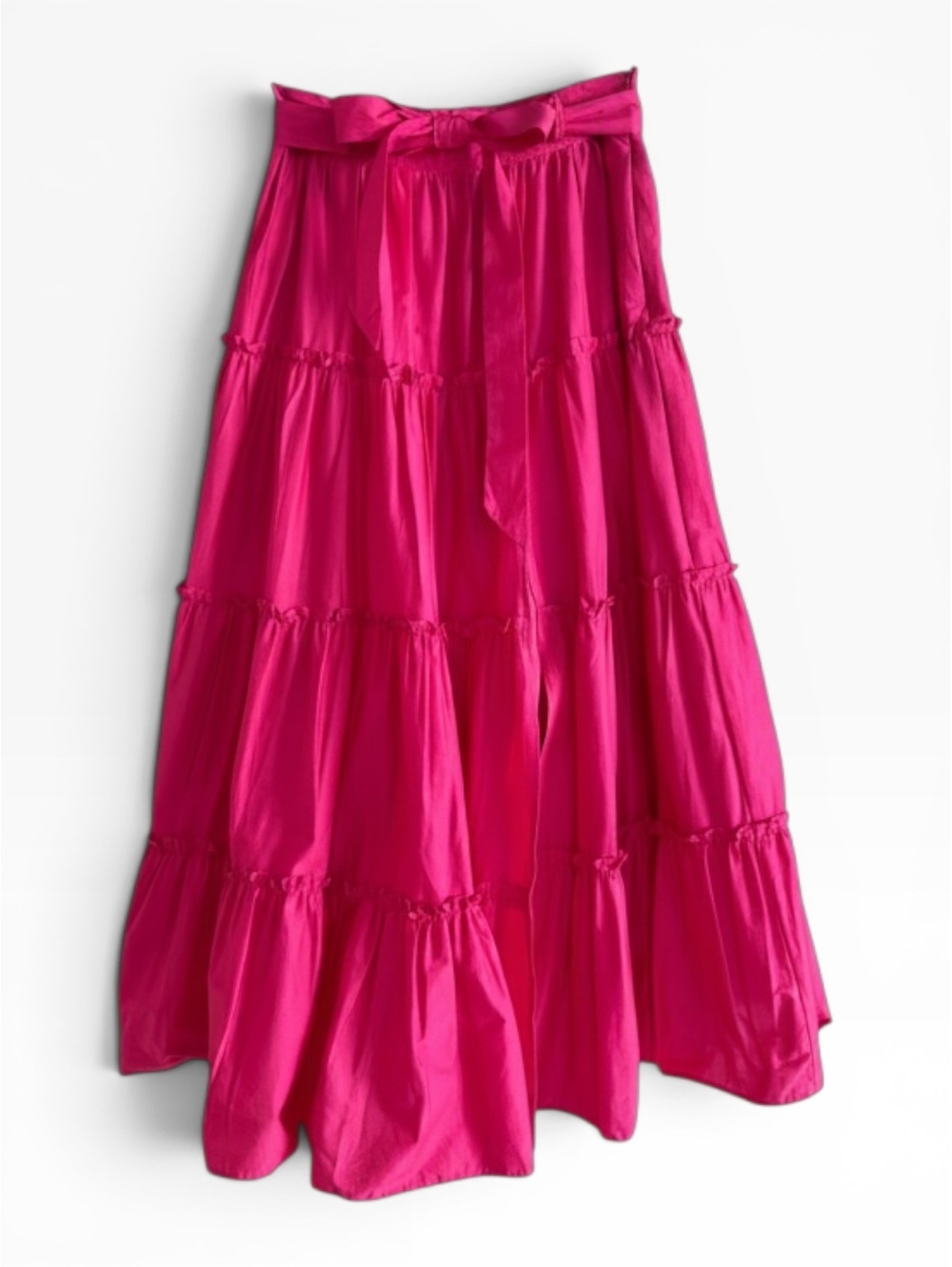Jason Wu Hot Pink Cotton Poplin Tiered Maxi Skirt NWOT XS